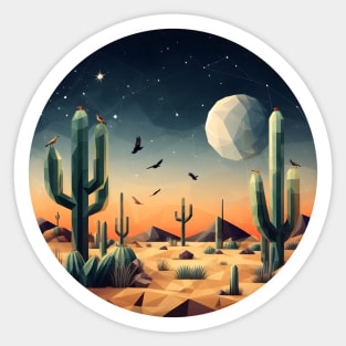 Polygonal Desert with Cactus Sticker